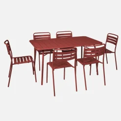 Conjunto de jardim com mesa bistrô dobrável em aço com 6 cadeiras, 140cm