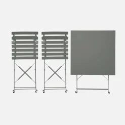 Conjunto de jardim com mesa bistrô dobrável em aço com 2 cadeiras, 70cm