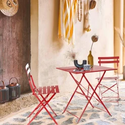 Conjunto de jardim com mesa bistrô dobrável em aço com 2 cadeiras, 70cm