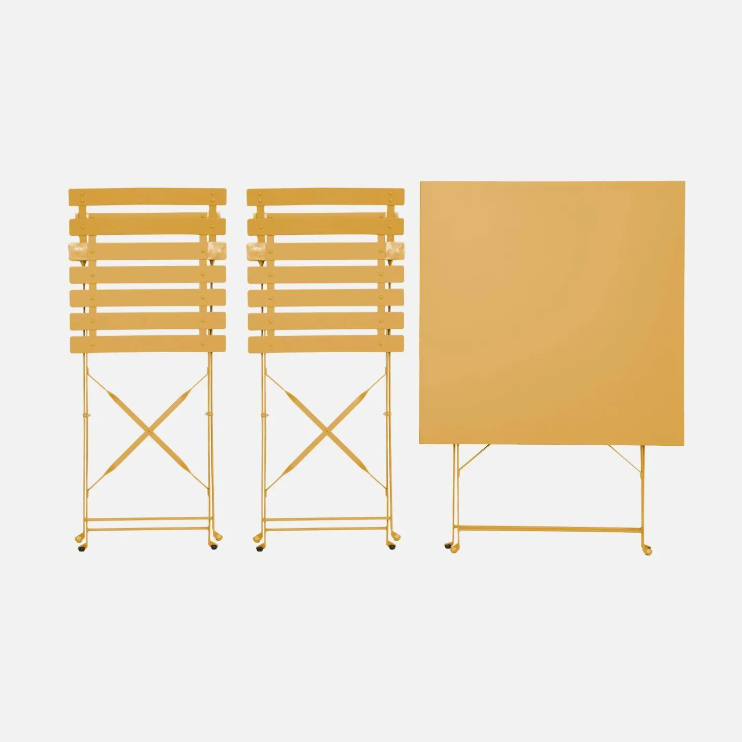 Conjunto de jardim com mesa bistrô dobrável em aço com 2 cadeiras, 70cm