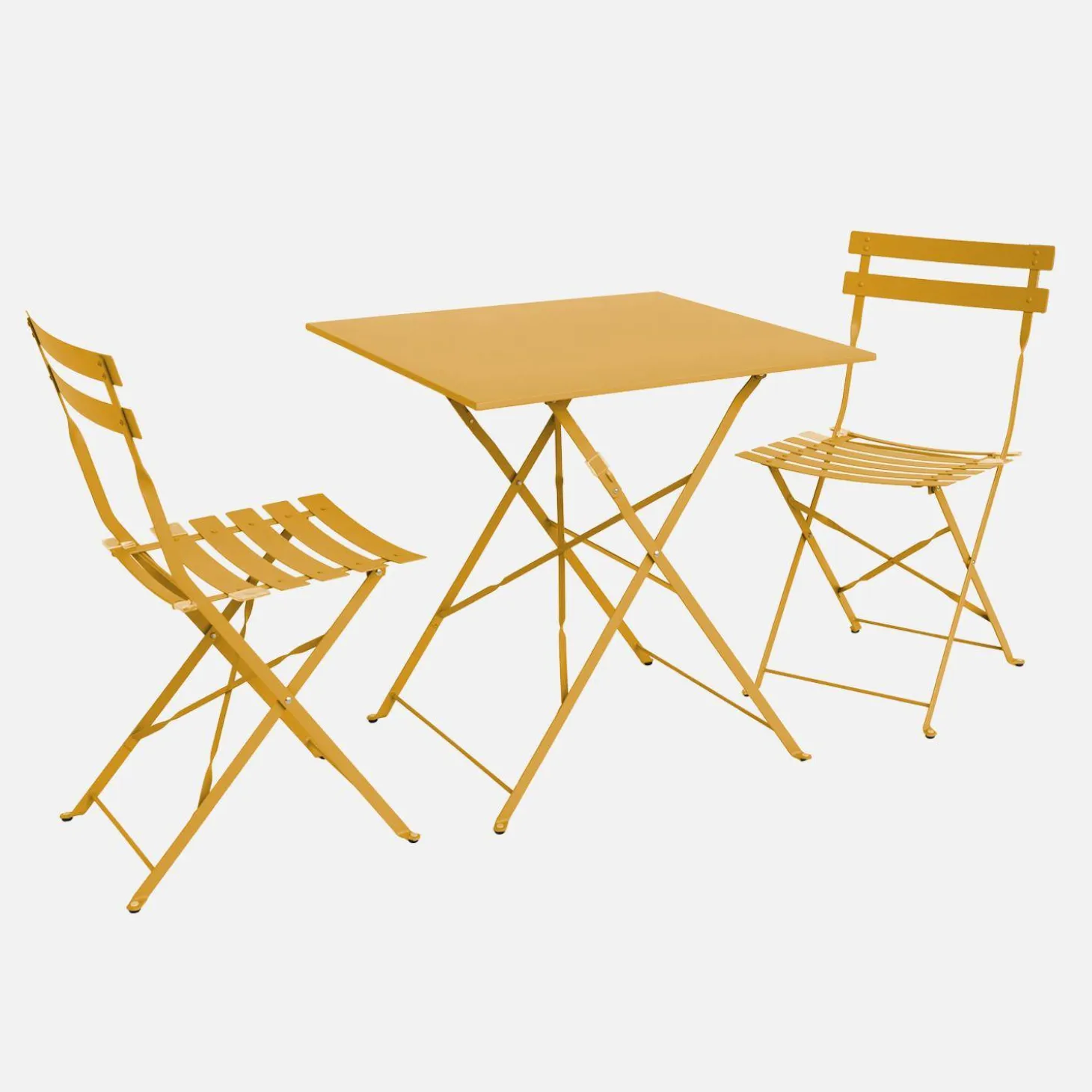 Conjunto de jardim com mesa bistrô dobrável em aço com 2 cadeiras, 70cm