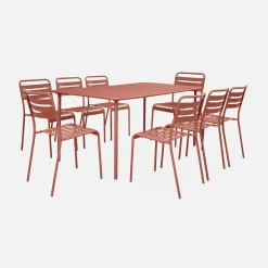 Conjunto de jardim com mesa bistrô de 160cm em aço com 8 cadeiras