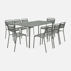 Conjunto de jardim com mesa bistrô de 160cm em aço com 8 cadeiras