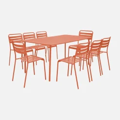 Conjunto de jardim com mesa bistrô de 160cm em aço com 8 cadeiras