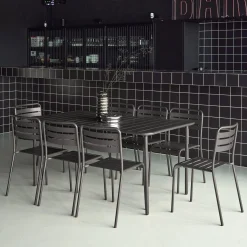 Conjunto de jardim com mesa bistrô de 160cm em aço com 8 cadeiras