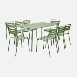Conjunto de jardim com mesa bistrô de 160cm em aço com 8 cadeiras