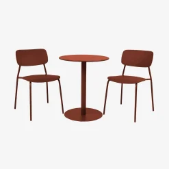 Conjunto de jardim com mesa bistrô redonda de aço com 2 cadeiras