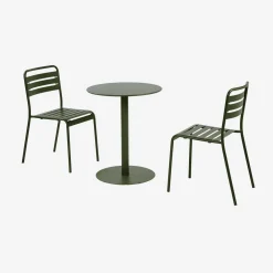 Conjunto de jardim com mesa bistrô redonda de aço com 2 cadeiras