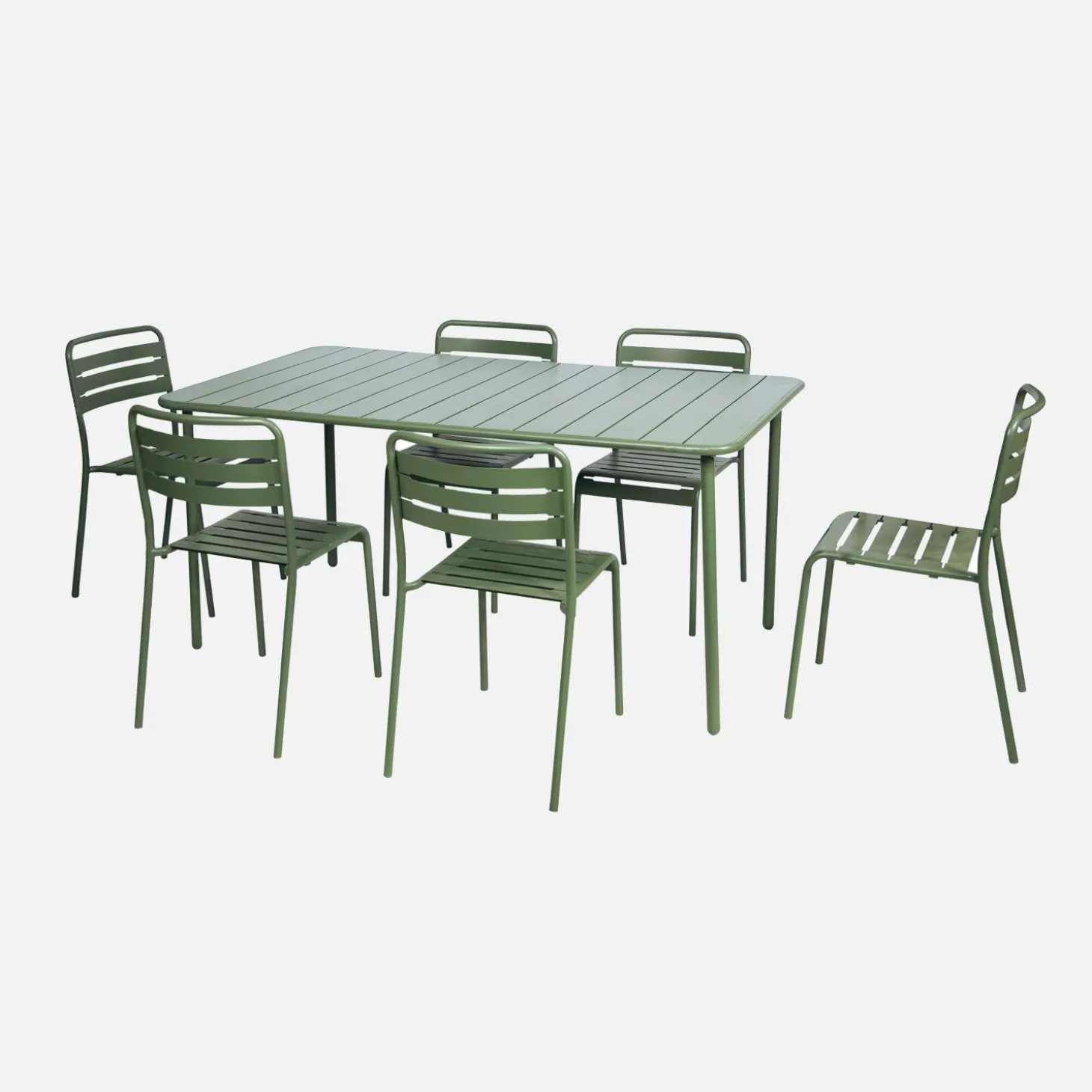 Conjunto de jardim com mesa bistrô de 160cm em aço com 6 cadeiras