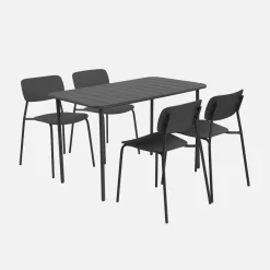 Conjunto de jardim com mesa de metal com 4 cadeiras