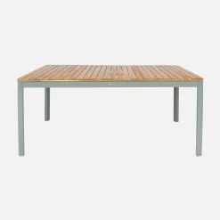 Conjunto de jardim com mesa de acácia com cantos arredondados com 8 cadeiras