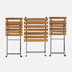 Conjunto de jardim com mesa de bistrô de madeira e metal com 2 cadeiras