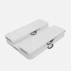 Conjunto de jardim com mesa dobrável para eventos em plástico e aço com 2 bancos, set de 2