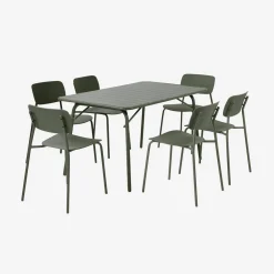 Conjunto de jardim com mesa dobrável de metal com 6 cadeiras