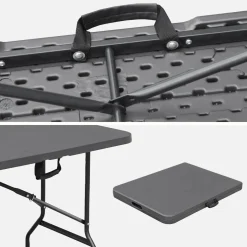 Conjunto de jardim com mesa dobrável para eventos em plástico e aço com 2 bancos, set de 2
