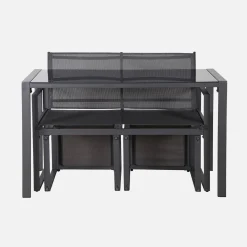 Conjunto de jardim com mesa em aço e textilene com 4 cadeiras
