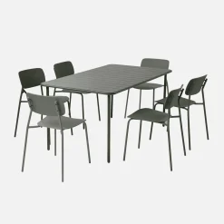 Conjunto de jardim com mesa em metal com 6 cadeiras