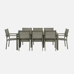 Conjunto de jardim com mesa em alumínio com 8 cadeiras