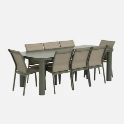 Conjunto de jardim com mesa em alumínio com 8 cadeiras