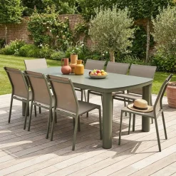 Conjunto de jardim com mesa em alumínio com 8 cadeiras