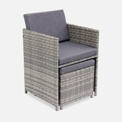 Conjunto de jardim com mesa em tecido de resina com 10 cadeirões