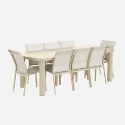 Conjunto de jardim com mesa em alumínio com 8 cadeiras