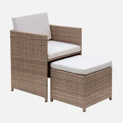 Conjunto de jardim com mesa em tecido de resina com 12 cadeirões + capa de proteção