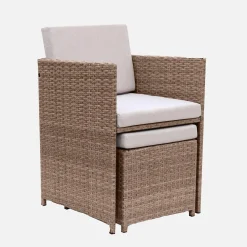 Conjunto de jardim com mesa em tecido de resina com 12 cadeirões + capa de proteção
