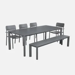 Conjunto de jardim com mesa em alumínio com 1 banco e 4 cadeiras