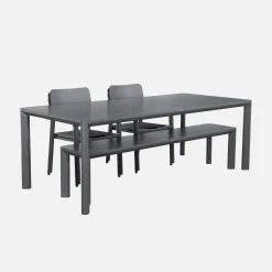Conjunto de jardim com mesa em alumínio com 1 banco e 4 cadeiras