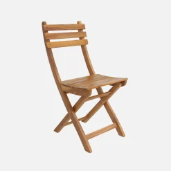 Conjunto de jardim com mesa em madeira de acácia com cantos arredondados com 6 cadeiras