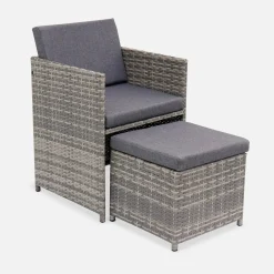 Conjunto de jardim com mesa em resina com 10 cadeiras e capa de proteção