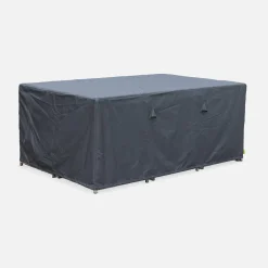 Conjunto de jardim com mesa em resina com 10 cadeiras e capa de proteção