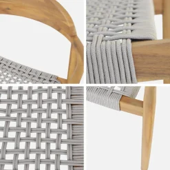 Conjunto de jardim com mesa em madeira de acácia com 8 cadeiras