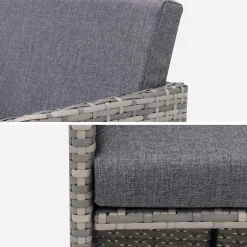Conjunto de jardim com mesa em tecido de resina com 8 cadeirões + capa de proteção