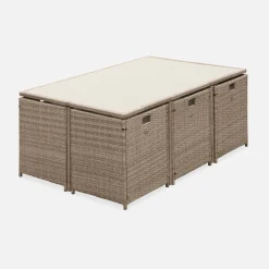Conjunto de jardim com mesa em resina com 10 cadeiras e capa de proteção