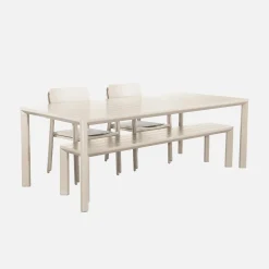 Conjunto de jardim com mesa em alumínio com 1 banco e 4 cadeiras