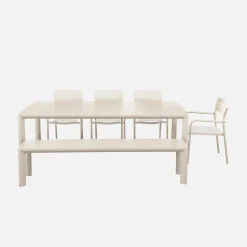 Conjunto de jardim com mesa em alumínio com 1 banco e 4 cadeiras