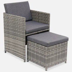 Conjunto de jardim com mesa em tecido de resina com 12 cadeirões + capa de proteção