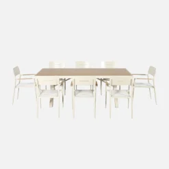 Conjunto de jardim com mesa em alumínio com 8 cadeiras
