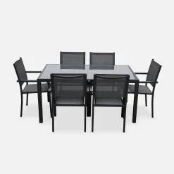 Conjunto de jardim com mesa em alumínio com 6 cadeiras
