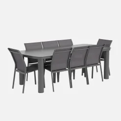 Conjunto de jardim com mesa em alumínio com 8 cadeiras