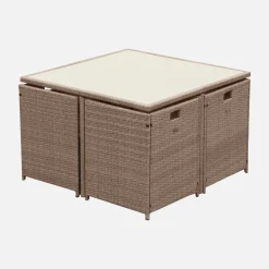 Conjunto de jardim com mesa em tecido de resina com 8 cadeirões