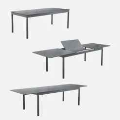 Conjunto de jardim com mesa extensível em alumínio com 8 cadeiras