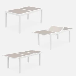 Conjunto de jardim com mesa extensível em alumínio com 6 cadeiras