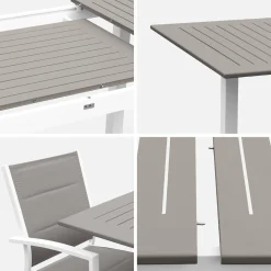 Conjunto de jardim com mesa extensível em alumínio com 6 cadeiras