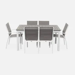 Conjunto de jardim com mesa extensível em alumínio com 6 cadeiras