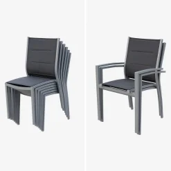 Conjunto de jardim com mesa extensível em alumínio com 8 cadeiras