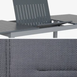 Conjunto de jardim com mesa extensível em alumínio com 8 cadeiras