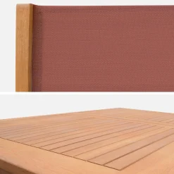 Conjunto de jardim com mesa extensível em madeira de eucalipto com 6 cadeiras